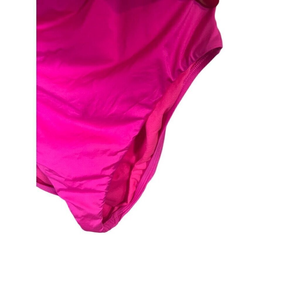 Gibson Latimer Swimsuit Women XL Pink One Piece Halter Bold Summer Tropical 80s - Picture 7 of 11